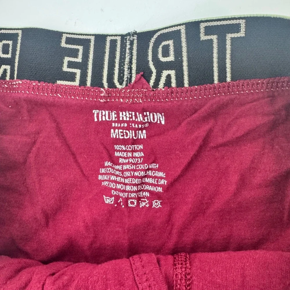 True Religion Men Boxer‎ Briefs Red Cotton Logo Waistband Size Medium